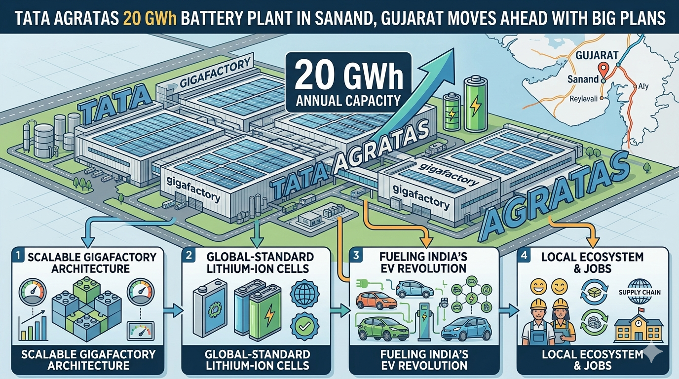 Tata Agrata's 20 GWh Gigafactory in Sanand Reaches Major Milestone — Production in 2027