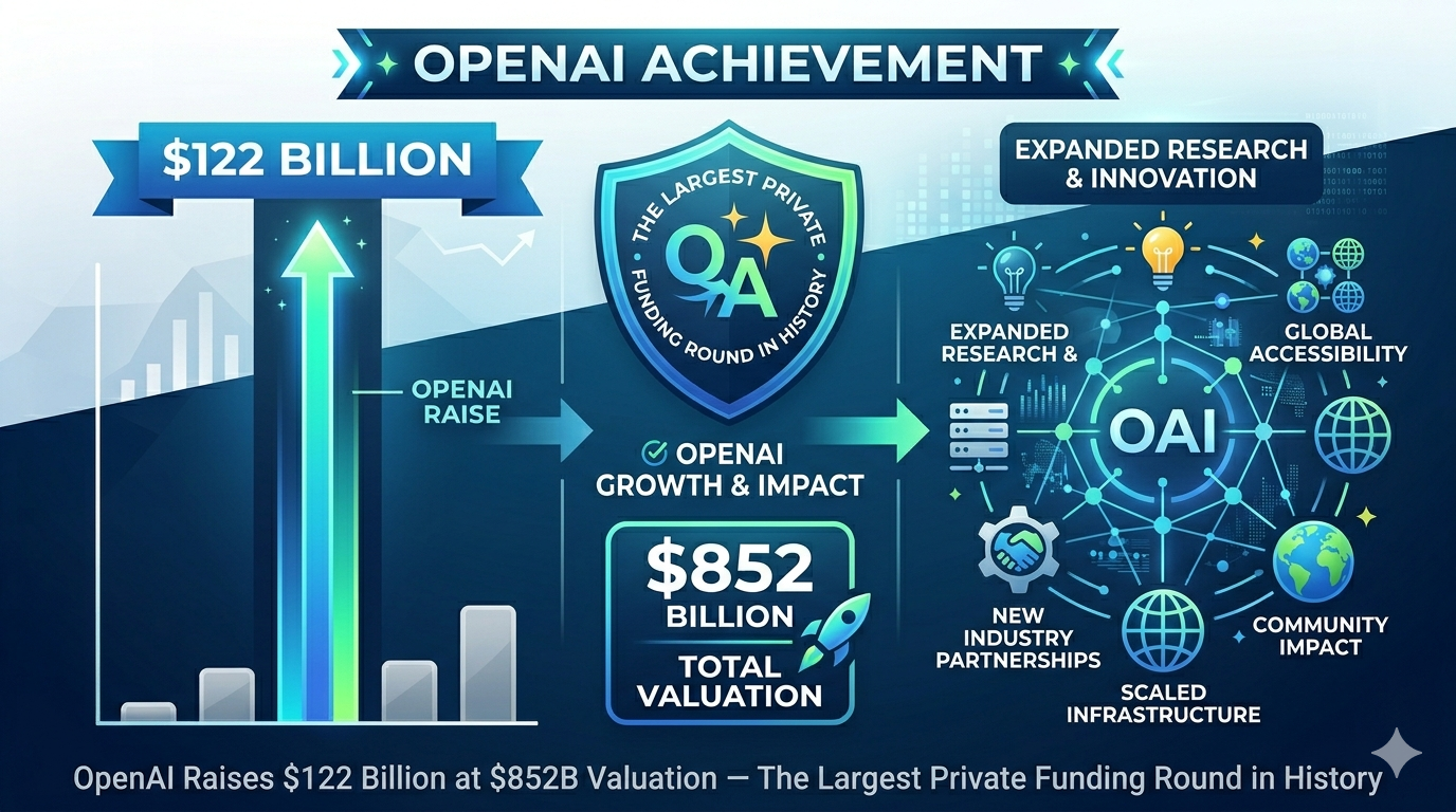 OpenAI Raises $122 Billion at $852B Valuation — The Largest Private Funding Round in History