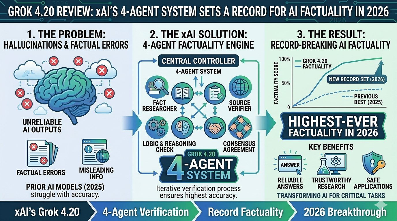 Grok 4.20 Review: xAI's 4-Agent System Sets a Record for AI Factuality in 2026