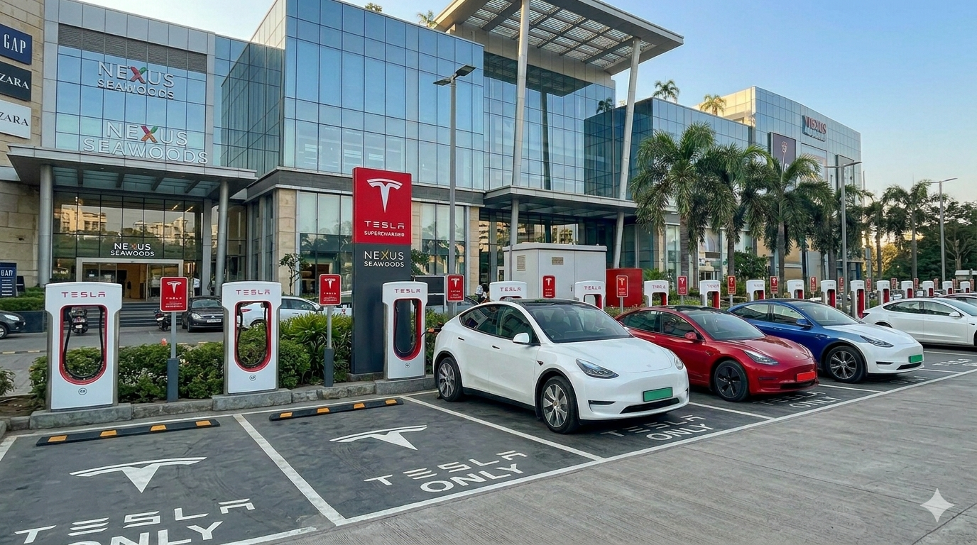 Tesla Opens First In-Mall Supercharger in Navi Mumbai at Nexus Seawoods