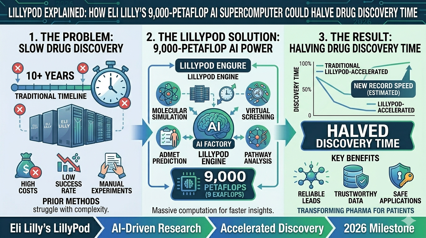 LillyPod Explained: How Eli Lilly's 9,000-Petaflop AI Supercomputer Could Halve Drug Discovery Time