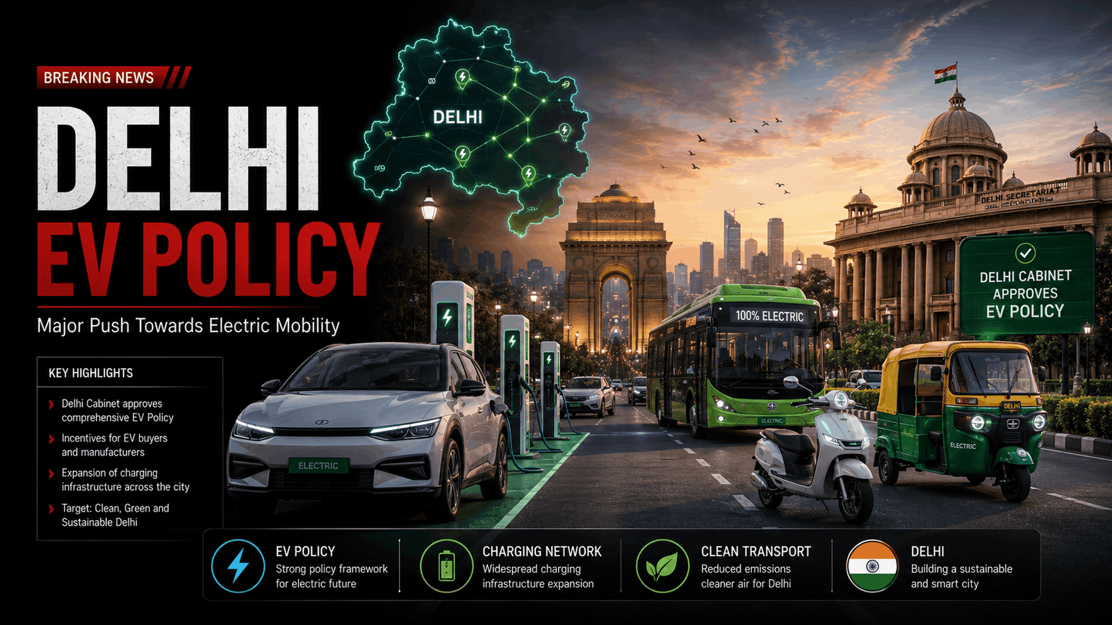 Delhi Approves New EV Policy: Major Push Towards an All-Electric Future