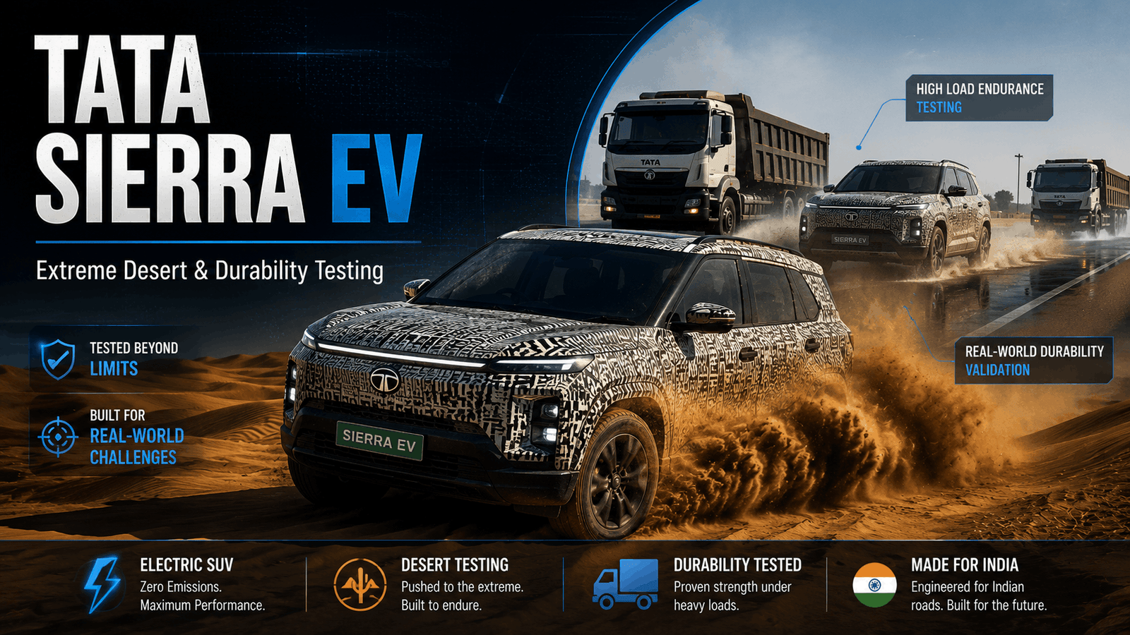 Tata Sierra EV Proves Its Strength: Desert & Truck Testing Highlights India's Upcoming Electric SUV