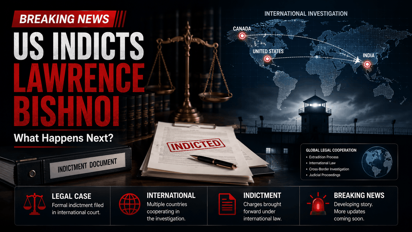 US Indicts Lawrence Bishnoi: What the Charges Mean and Could India Extradite Him?
