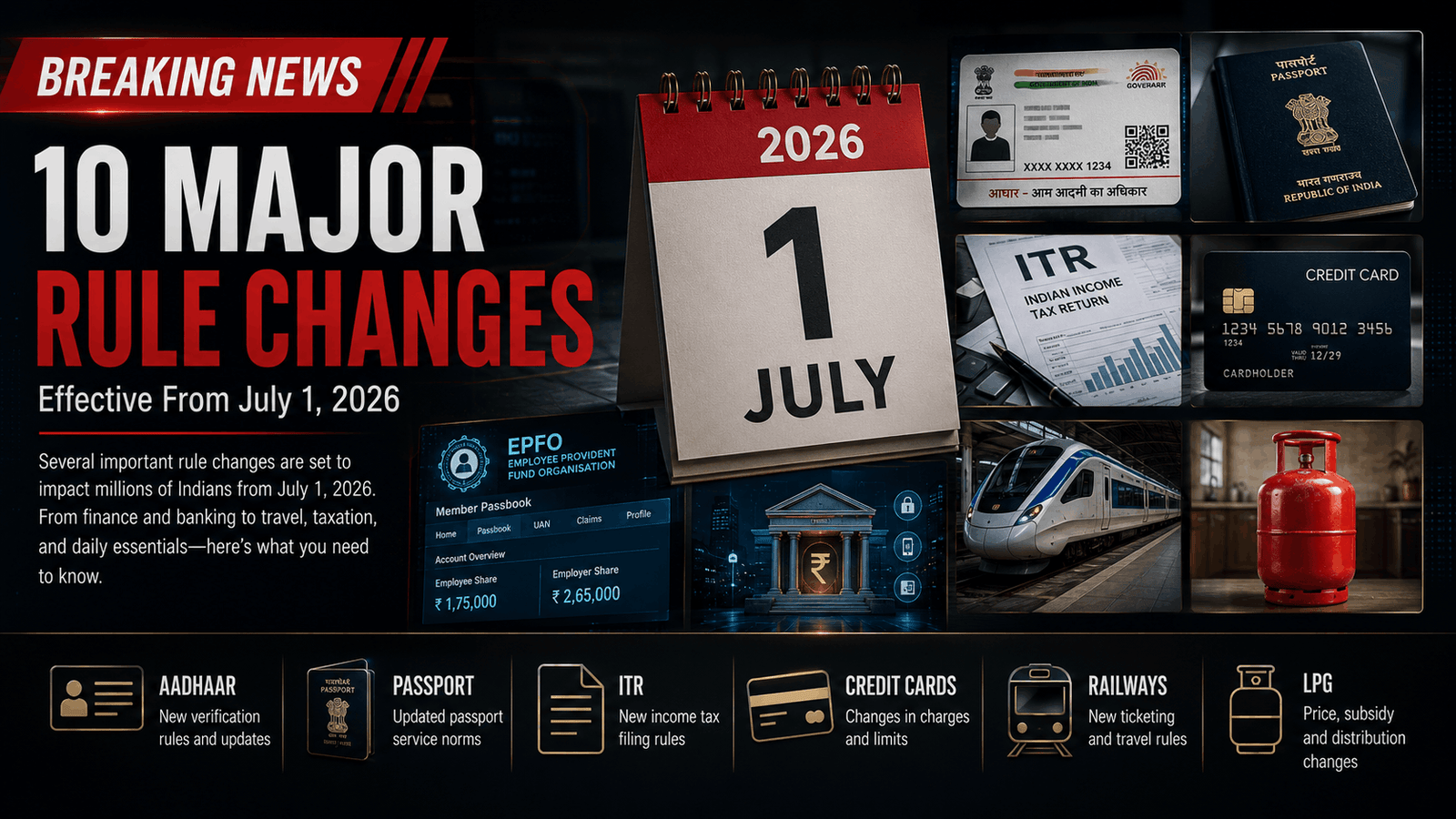 July 1, 2026 Rule Changes in India: 10 New Rules Affecting Aadhaar, ITR, Passport & Banking